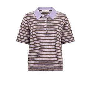 Mos Mosh - Milvi SS Stripe Polo Strik - Violet Tulip