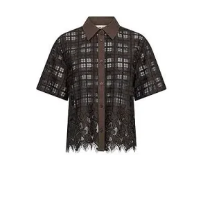 Mos Mosh - Lia Checko SS Lace Skjorte - Dellicioso