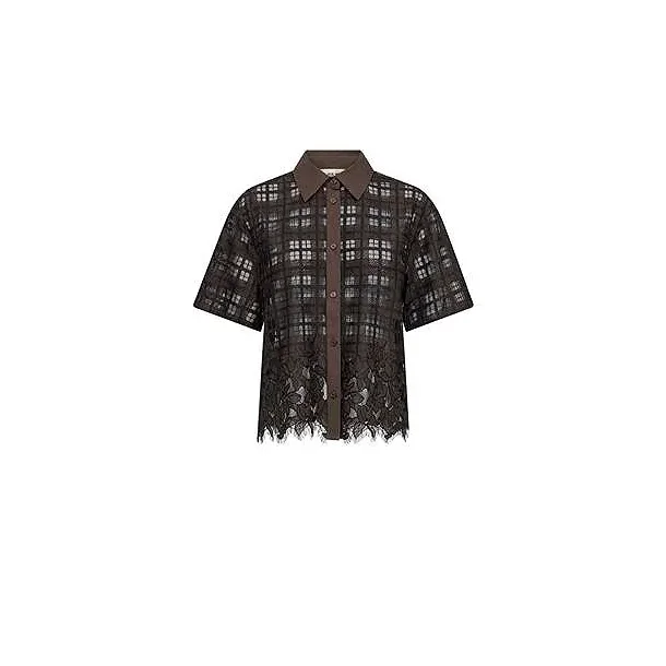 Mos Mosh - Lia Checko SS Lace Skjorte - Dellicioso