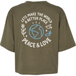 Basic Apparel - Raji Peace &amp; Love T-shirt - Riviera/Birch Army Ground 