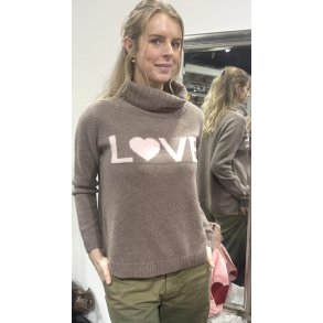 Lulu's Love - Roll Neck Strik - Love beige Melange White Rose