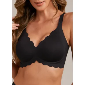 FemiFemme - Soft Scallop Bra -  Black