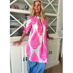 Wauw - Portofino Kjole - Neon Pink/White