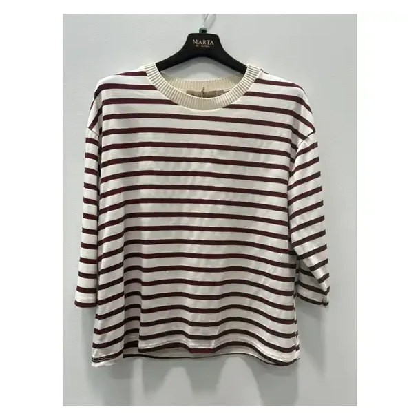 Marta - Brooklyn T-shirt - Beige/Bordeaux