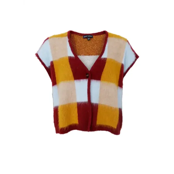 Black Colour - Chess Strik Vest - Plum Mix