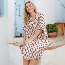 Black Colour - Stella S/S Kaftan Tunic Kjole - Noble Rose - Onesize