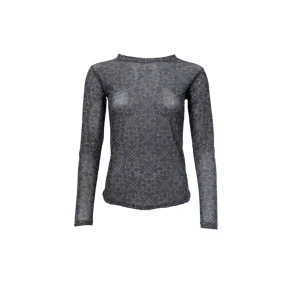 Black Colour - Annie Mesh Blouse - Black Deco