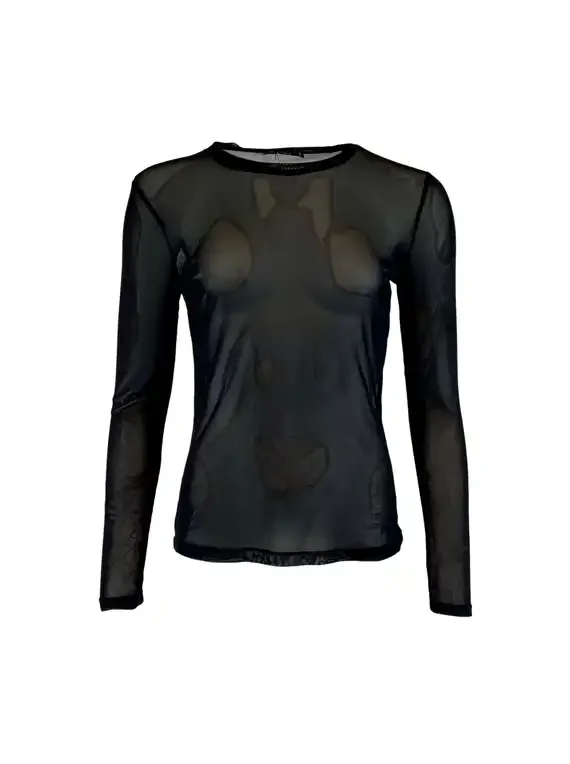Black Colour Annie mesh blouse marble print