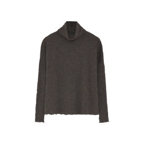 By Basics - Shirt Wide W/Large Rollneck - Merino Bubble Wool - Earth Melange