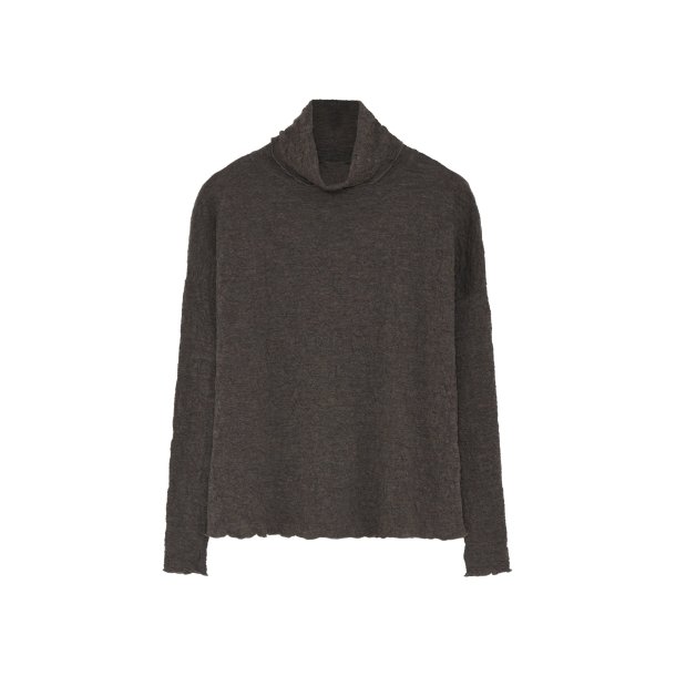 By Basics - Shirt Wide W/Large Rollneck - Merino Bubble Wool - Earth Melange