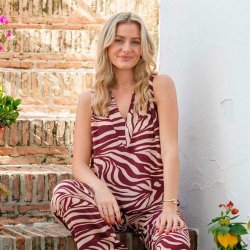 Black Colour - Luna Andrea S/S Top - Berry Zebra