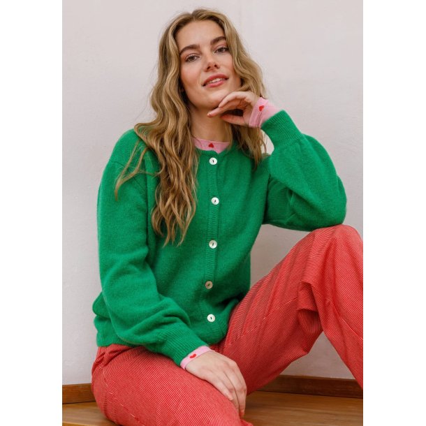 Black Color BCBella Strik Cardigan - Green