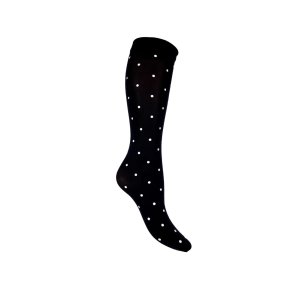 Black Colour - Aura Knee High Strmper - Dots Black - Onesize