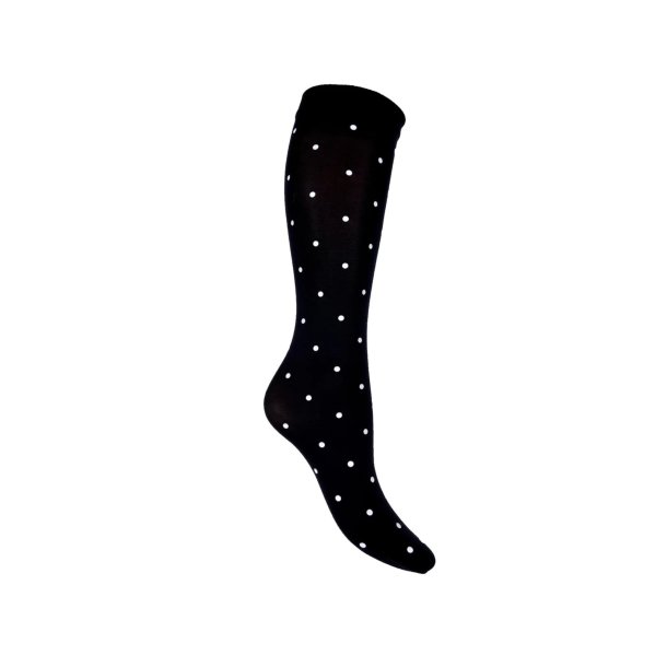 Black Colour - Aura Knee High Strmper - Dots Black - Onesize