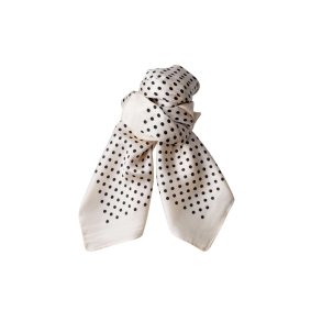 Black Colour - Bianca Mini Scarves - Off White Dot - Onesize