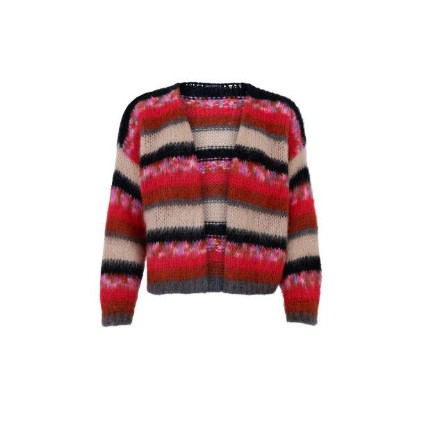Black Colour - Casey Multi Striped - Cardigan - Onesize