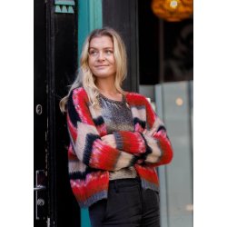 Black Colour - Casey Multi Striped - Cardigan - Onesize