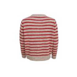 Black Colour - Dell Striped Strik Cardigan - Red
