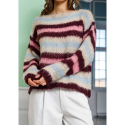 Black Colour - Effie Striped Jumper - Bluish Plum 