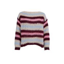 Black Colour - Effie Striped Jumper - Bluish Plum 