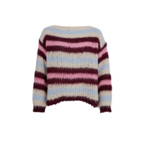 Black Colour - Effie Striped Jumper - Bluish Plum 