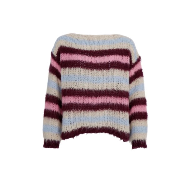 Black Colour - Effie Striped Jumper - Bluish Plum 