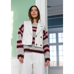 Black Colour - Effie Striped Jumper - Bluish Plum 