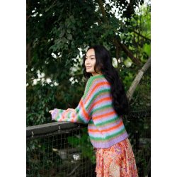 Black Colour - Maddy Striped Cardigan - Onesize