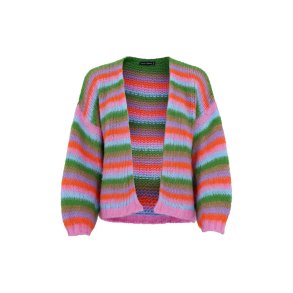 Black Colour - Maddy Striped Cardigan - Onesize