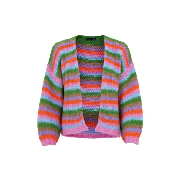 Black Colour - Maddy Striped Cardigan - Onesize