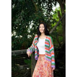 Black Colour - Maddy Striped Cardigan - Onesize