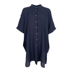 Black Colour - Melina Linen Tunic - Navy -  Onesize
