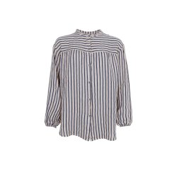 Black Colour - Melina L/S Shirt Blouse - Navy Stripe 