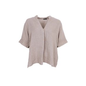 Black Colour - Melina SS Linen Blouse - Taupe