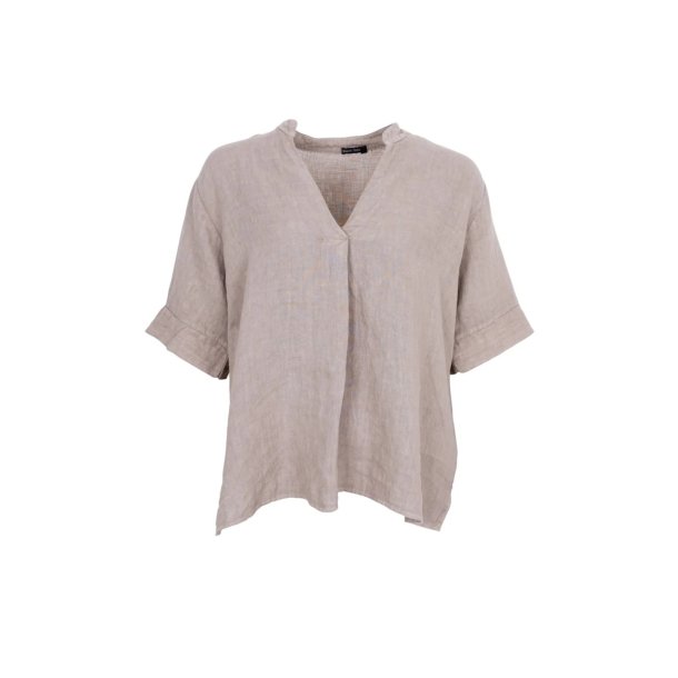 Black Colour - Melina SS Linen Blouse - Taupe