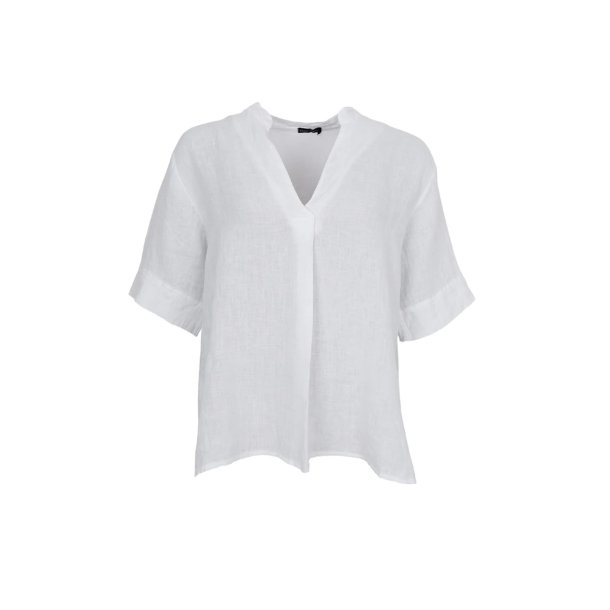 Black Colour - Melina SS Linen Blouse - White