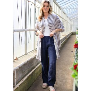 Black Colour - Melina Wide - Linen Bukser - Navy