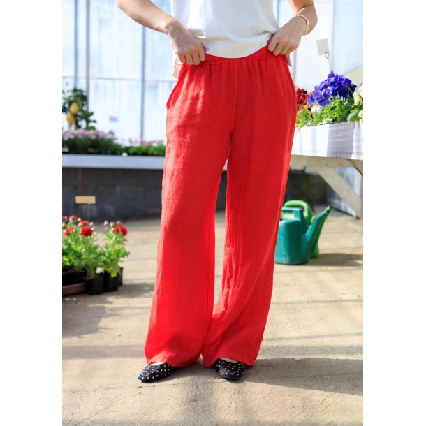 Black Colour - Melina Wide - Linen Bukser - Red