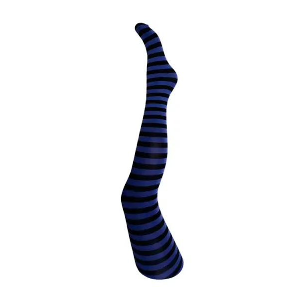 Black Colour - Riga Striped - Tights - Blue Striped - Onesize