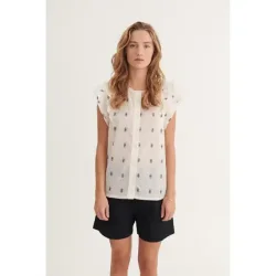 Basic Apparel - Ada Top - Whisper White / Sky Captain