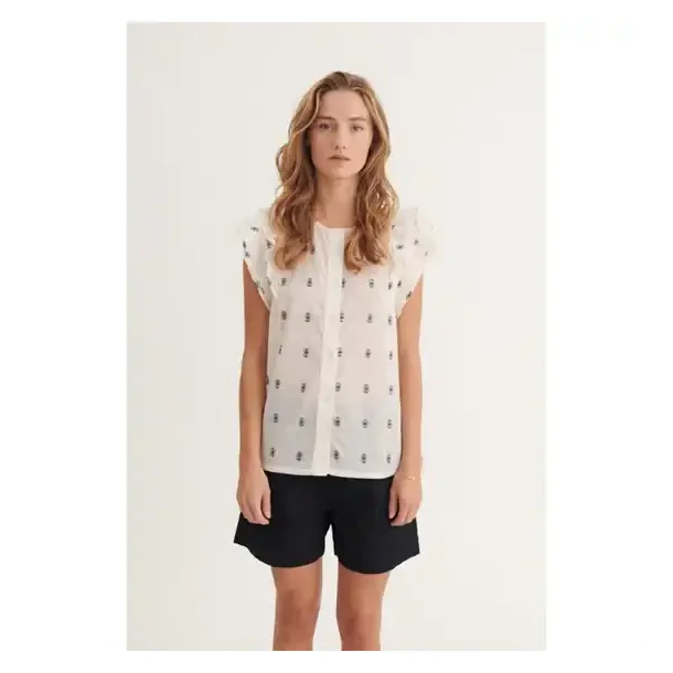 Basic Apparel - Ada Top - Whisper White / Sky Captain