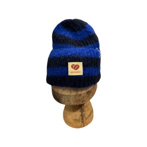 Coffee Beanies - Sky Hue - Striped Navy/cobolt blue - Onesize