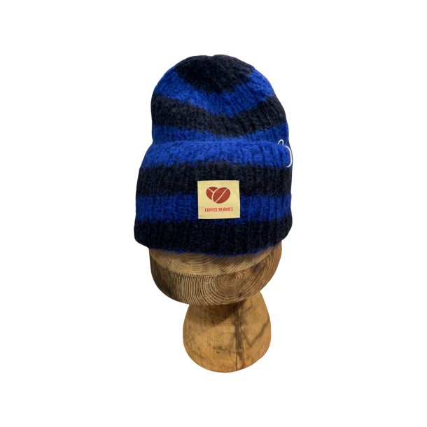 Coffee Beanies - Sky Hue - Striped Navy/cobolt blue - Onesize