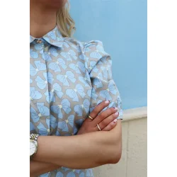 Liberte - Flora SS Bluse - Cute Bow Blue