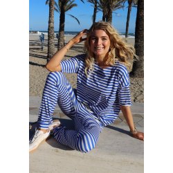 Liberte - Alma Bukser - Stripe Ivory Cobolt