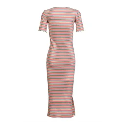 Liberte - Natalia SS Kjole - Multi Orange Pink Stripe