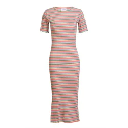 Liberte - Natalia SS Kjole - Multi Orange Pink Stripe
