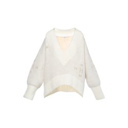 Hest - Fam V-neck Sweater - White