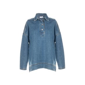 HEST - POPOVER Denim Bluse - Washed Blue