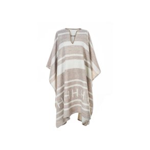 HEST - Poncho - Offwhite with Beige - Onesize